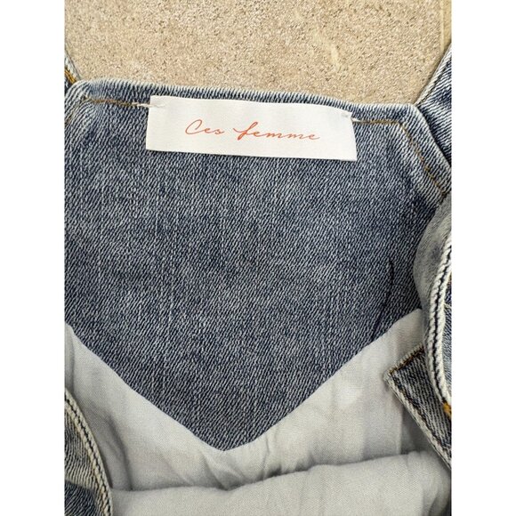 Ces Femme Overall Plaid Denim Long Dress Sz Small Pockets Country Farmgirl Rodeo - Picture 2 of 16